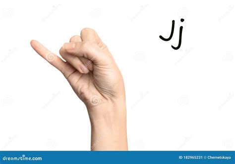 Woman Showing Letter J on Background, Closeup. Sign Language Stock ...
