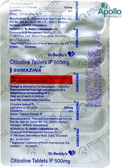 Somazina 500 MG Tablet (10): Uses, Side Effects, Price & Dosage | PharmEasy