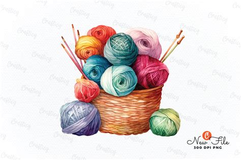 Crochet Knitting Watercolor Clipart Graphic by Graftify · Creative Fabrica