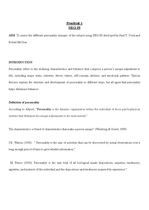 Practical 1 NEO PI - Practical- 1 NEO-PI AIM: To assess the different ...