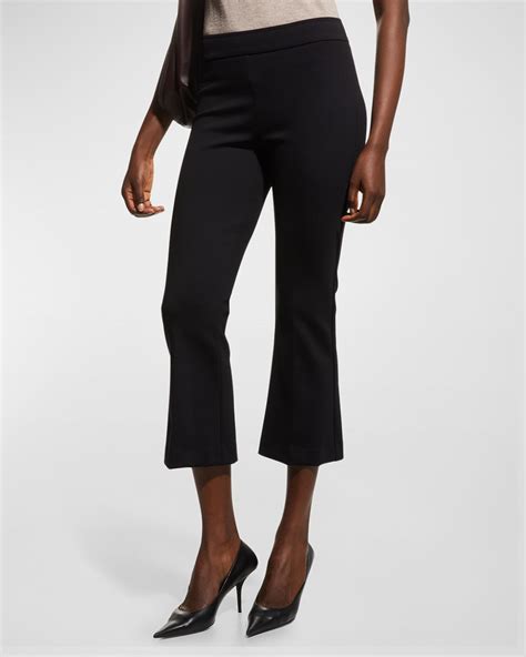 Avenue Montaigne Leo Cropped Twill Flare Pants | Neiman Marcus