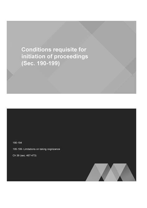 Conditions - Lecture notes 1 - Conditions requisite for initiation of ...