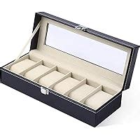 syga Wrist Watch Storage Box PU Leather Black Display Case Organizer ...