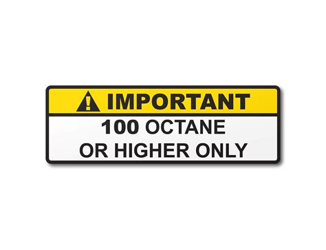 Buy 100 Octane or Higher oline Fuel Tank Printed Warning Label Sticker ...