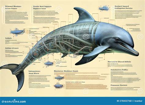 Anatomy Of Dolphin As Animal Inner Physiological Structure Outline ...
