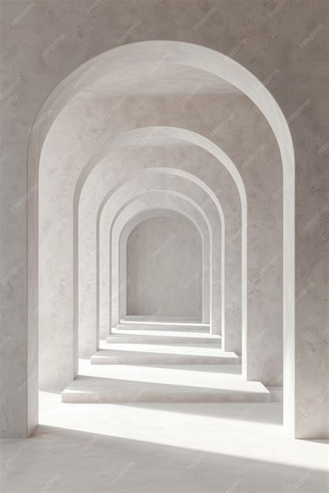 Minimalist 3d depiction of a series of arches | Premium Photo