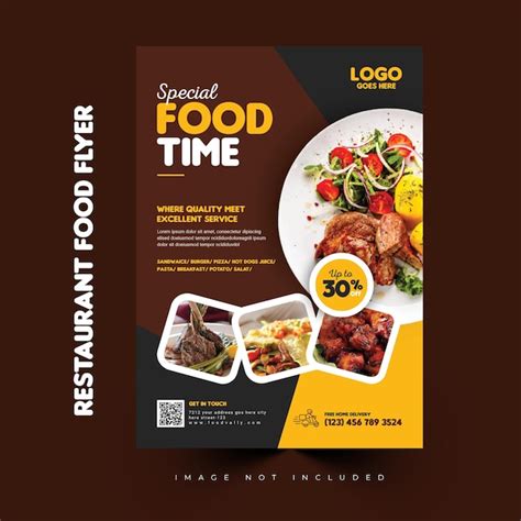 Um menu para um restaurante de comida que está anunciando a hora da ...