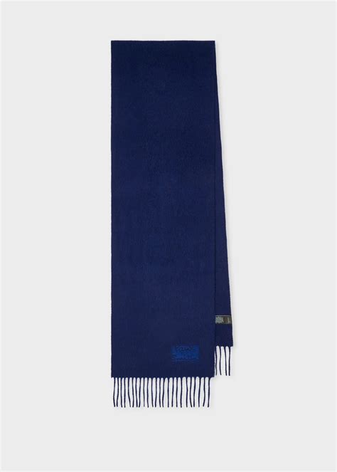 Navy Blue Cashmere Logo Scarf