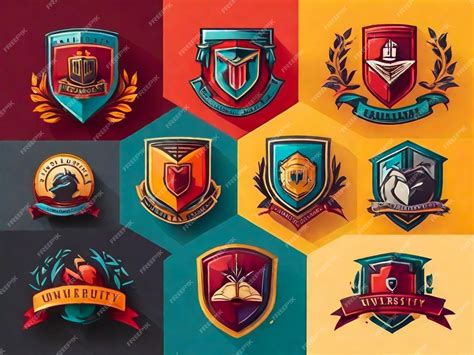 Premium Photo | Colorful University Logos Isolated Set