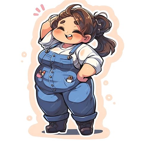 Premium AI Image | Sticker Anime Girl Cute Chubby Cartoon with Bold ...