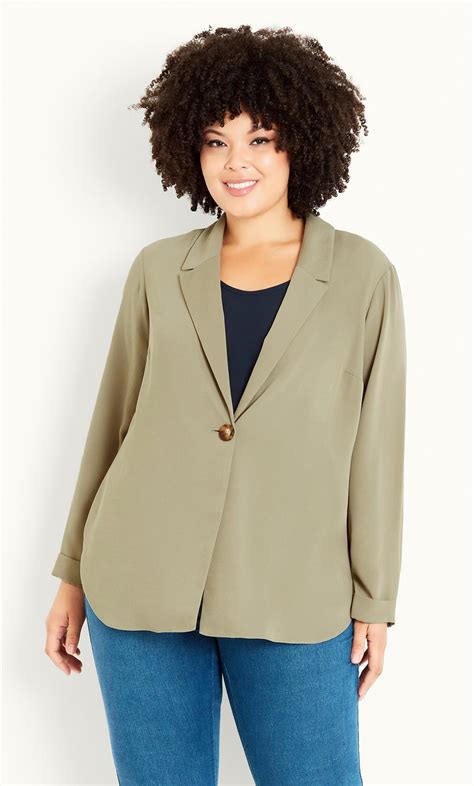 Evans Olive Green Oversized Blazer | Evans