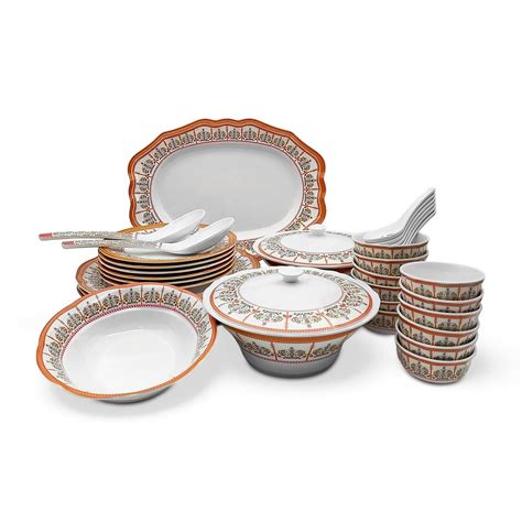 SUPERWARE | Pure Melamine | Dinner Set - GARDENIA AURA |Set Of 38 Pcs ...