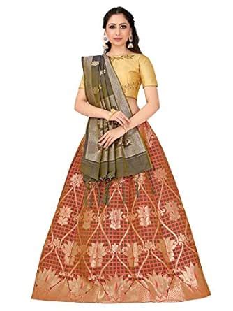 Buy MIMOSA Women's Art Silk Semi-Stitched Lehenga Choli with Dupatta ...