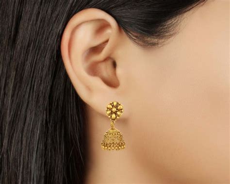 Tanishq Gold Earrings - 22K Drop Jewelry Delhi 135356792