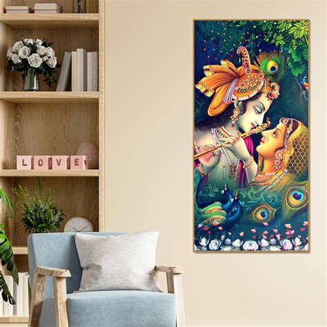 Radha Krishna in Anand Vatika Canvas Wall Painting for Hall – Vibecrafts