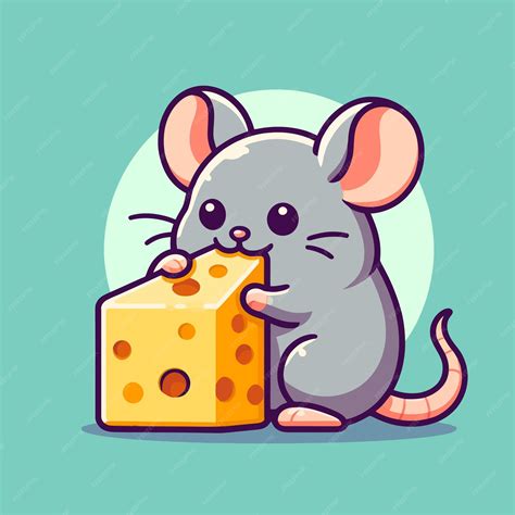 Premium Vector | Cartoon illustration of an adorable mouse eating cheese