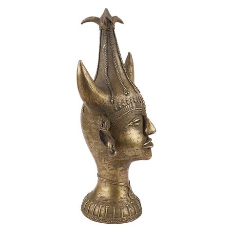 Handmade Golden Brass Tribal Head-Showpiece Dhokra Art Form