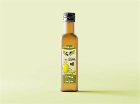 Tall Glass Olive Cooking Oil Bottle Mockup | Free PSD Templates