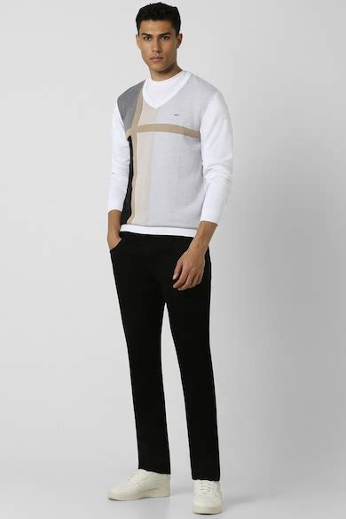 Buy Men White Print V Neck Sweater Online - 39730311 | Van Heusen