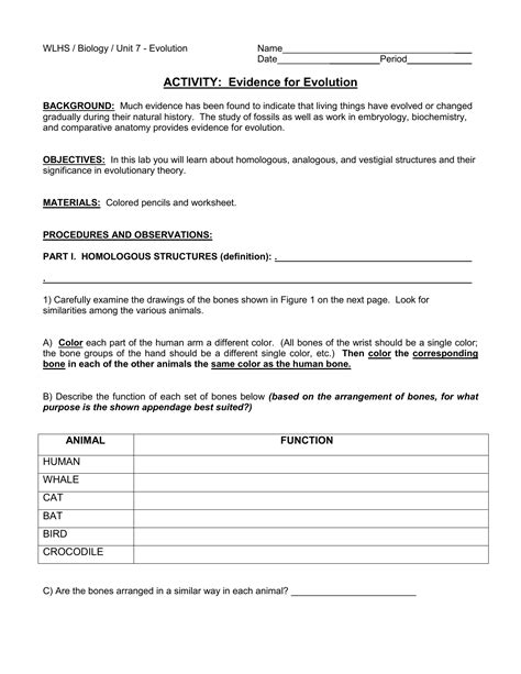 Evidence Of Evolution Worksheet Answers – Owhentheyanks.com