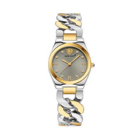 Sansi Mayo Liora Bracelet Style Watch — Grey Dial, Two Tone Silver Gol ...