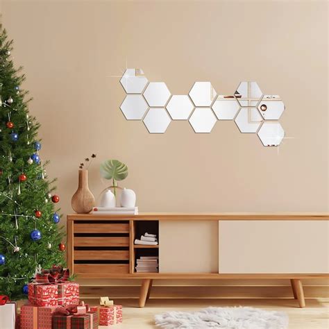 Buy DeCorner -12 Hexagon Mirror Wall Stickers for Wall Size (10.5x12.1 ...