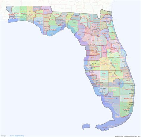 Florida County Map – shown on Google Maps