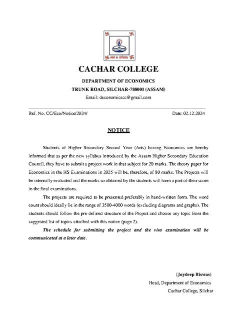 HS Project Guidelines for Economics (HS 2nd Year) - 2024 - Studocu