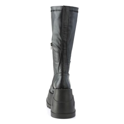 【3ヶ月保証&特典付】デモニア demonia ブーツ 黒 厚底ロングブーツ 12cm ウェッジソール 人気 パンク ロック ロリータ ...