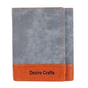 Buy Classic Denim PU Leather Trifold Wallet for Men | Slim, Durable ...