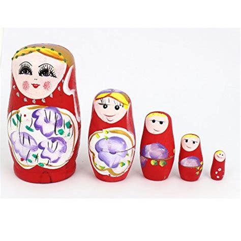 Alcoa Prime5 in 1 Red Wooden Smile Girl Print Nesting Russian Doll ...