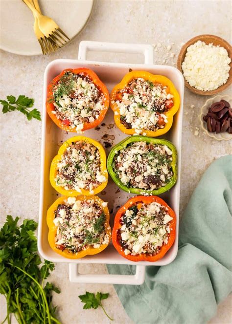 Greek Stuffed Peppers | Living Chirpy