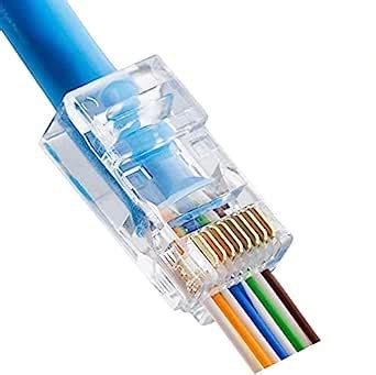 RJ45 Pass Through Connectors CAT6 Pass Through Connectors Ends 100pcs ...