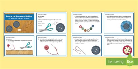 Learn to Sew on a Button Craft Instructions (teacher made)