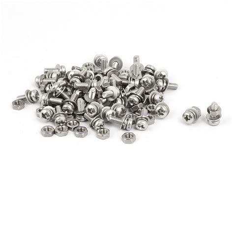 3NH® M3 x 8mm 304 Stainless Steel Phillips Pan Head Screws Nuts w ...