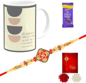 Poorak Rakhi For Brother Greeting Card Combo 73581GLA Gold Gift Box ...