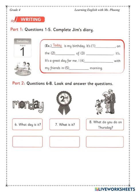 Image result for 4th Class English Worksheet
