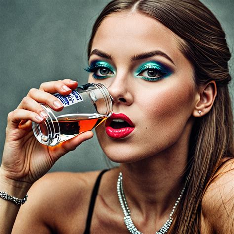 A girl drinking vodka