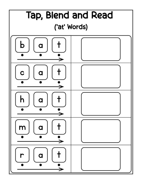 Tap, Blend, and Read 'At' Words CVC Worksheet in 2025 | Cvc worksheets ...