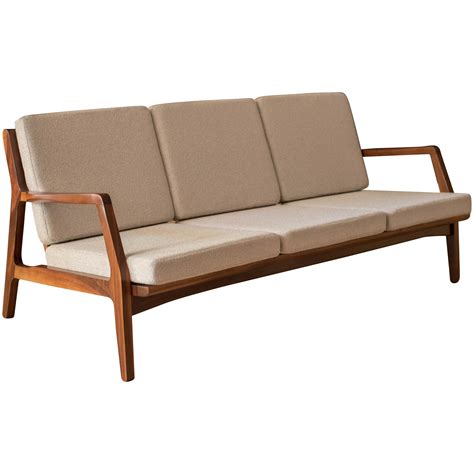 Mid-Century Modern Three-Seat Walnut Frame Sofa at 1stDibs | mid ...