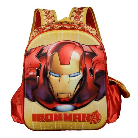 Hopscotch Boys Satin Iron Man EVA 3D Mask School Bag 36 cm in Multi ...