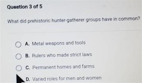 What did prehistoric hunter-gatherer groups have in common? - Brainly.in