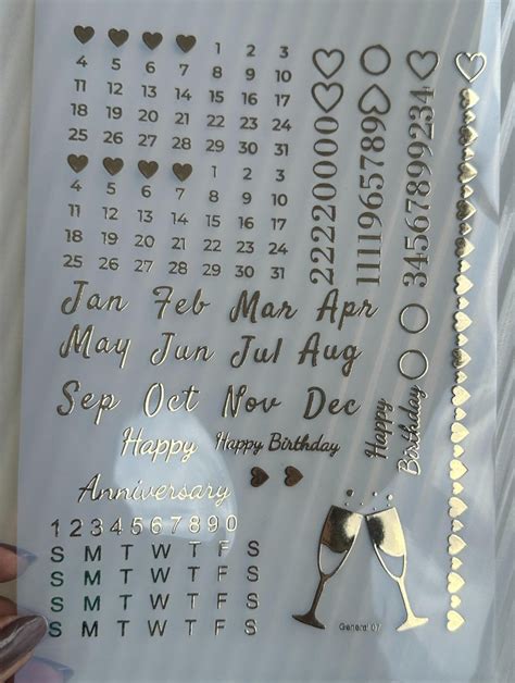 Calendar Metal Insert Sheet – Resin24