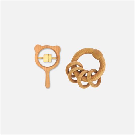 Wooden Rabbit-Shaped Ring Rattle | Baby Sensory Toy | Erenjoy