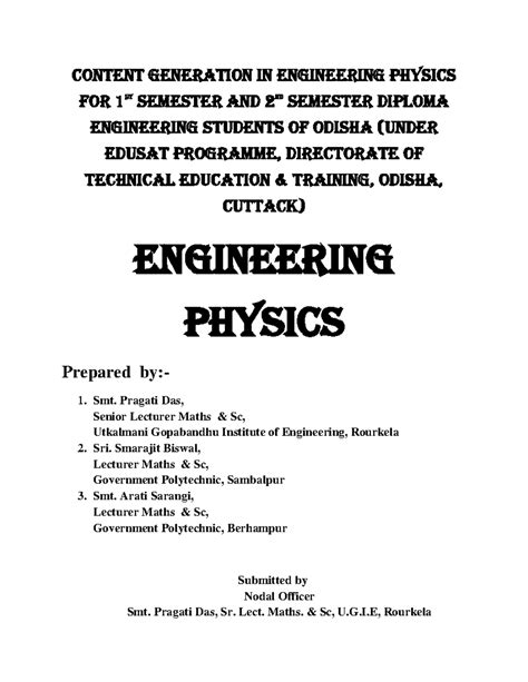 Engineering Physics First semester - CONTENT GENERATION IN ENGINEERING ...