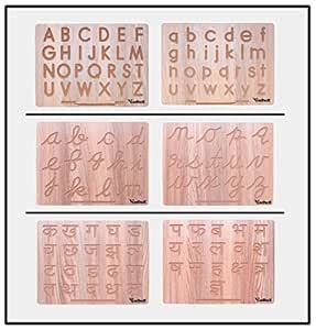 BeeDuck® Wooden Learning & Educational Capital & Small, Cursive, Hindi ...