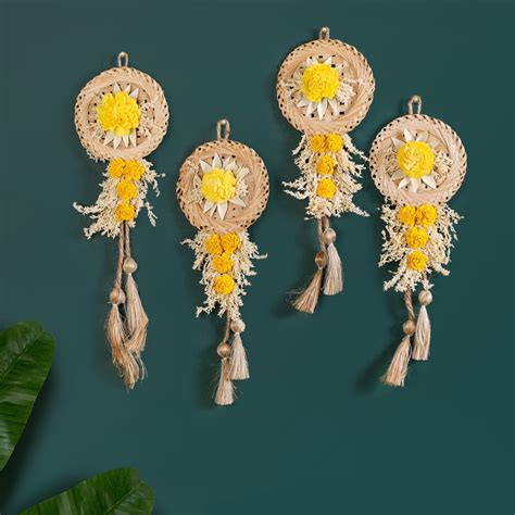 Real Dried Flowers Wall Decor Set Of 4 Online - Premium Wall Decoration ...