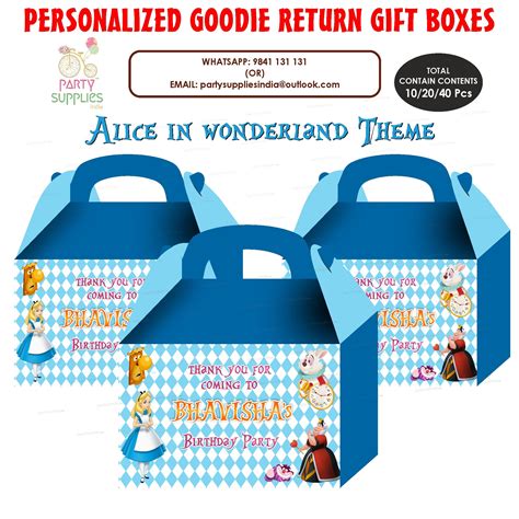 Alice in Wonderland theme Goodie Return Gift Boxes | Party Supply ...