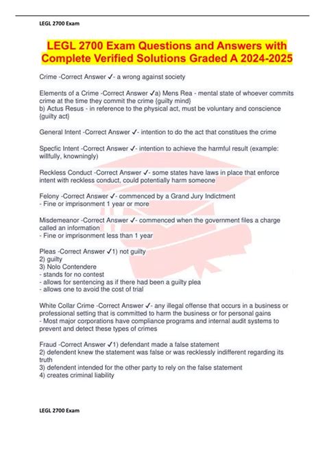 LEGL 2700 Exam Questions and Answers with Complete Verified Solutions ...