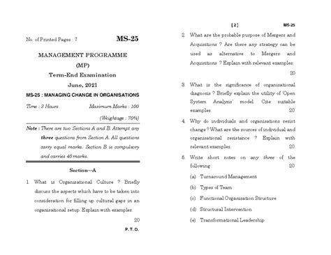 MS-25 - model question papers - No. of Printed Pages : 7 MS- MANAGEMENT ...